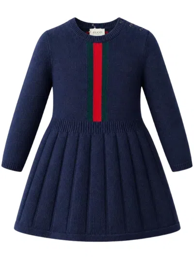 Gucci Girls' 100% Wool Dress In Blue