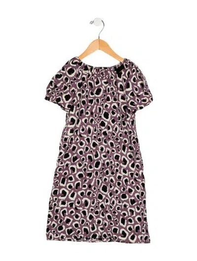 Pre-owned Gucci Kids' Girls Animal Print Wool Dress In Purple
