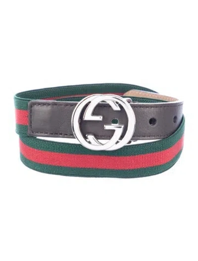 Pre-owned Gucci Babies' Girls Brown Leather  Belt  W/tags In Brown/green