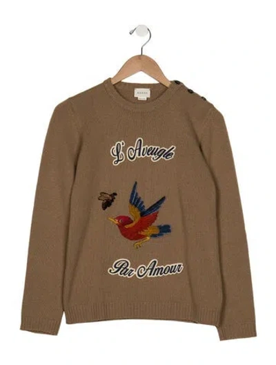 Pre-owned Gucci Kids' Girls' Cashmere Graphic Print Sweater In Neutrals
