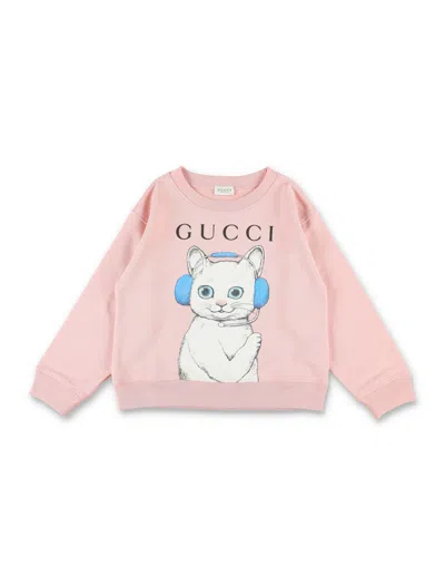Gucci Girls Cat Graphic Sweatshirt In Rosa