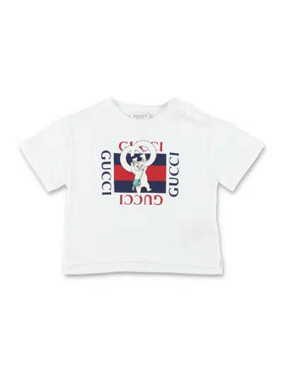 Gucci Girls Cropped Oversized Cat Graphic T-shirt In Bianco