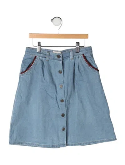 Pre-owned Gucci Kids' Girls' Denim Web Skirt In Blue