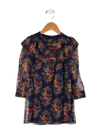 Pre-owned Gucci Babies' Girls' Floral Josephine Dress W/ Tags In Blue