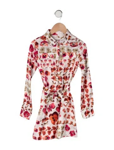 Pre-owned Gucci Babies'  Girls Floral Long Sleeve Dress In White