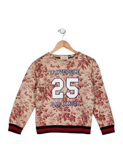 Pre-owned Gucci Kids' Girls' Floral Sweatshirt In Neutrals/red