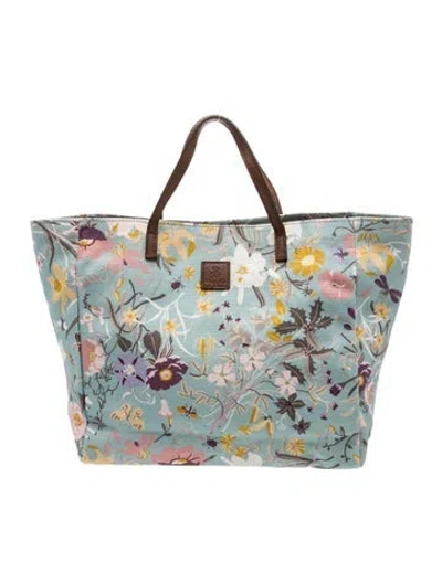 Pre-owned Gucci Kids' Girls' Floral Tote Handbag In Blue
