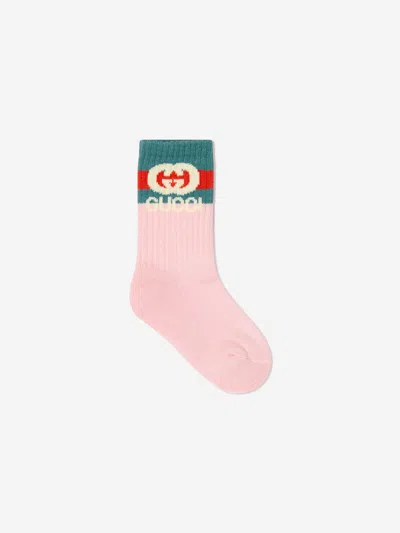 Gucci Kids' Girls Gg Logo Socks In Pink ModeSens