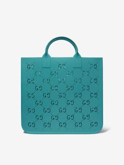 Gucci Babies' Girls Gg Rubber Tote Bag In Blue