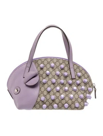 Pre-owned Gucci Kids' Girls' Gg Supreme Porcupine Bag In Brown/purple