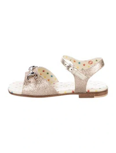 Pre-owned Gucci Kids' Girls' Glitter Flat Sandals In Gold
