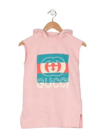 Pre-owned Gucci Babies' Girls' Graphic Sleeveless Hooded Sweatshirt Dress In Pink