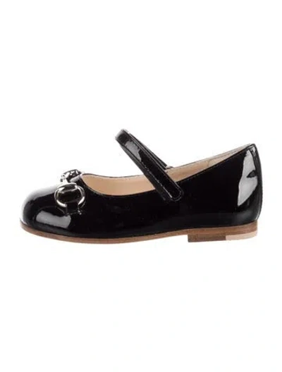 Pre-owned Gucci Kids' Girls' Horsebit Ballet Flats In Black