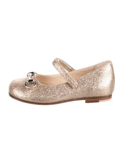 Pre-owned Gucci Kids' Girls Horsebit Ballet Flats In Gold