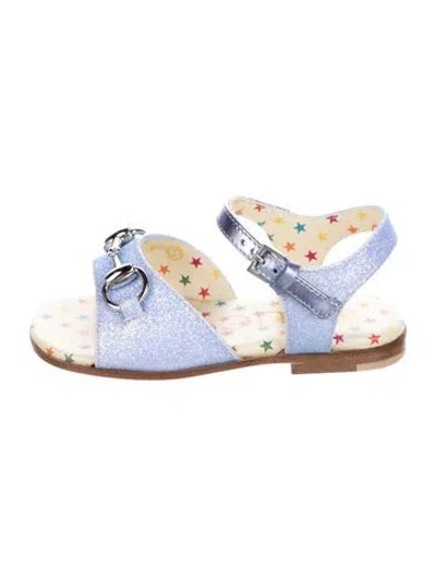 Pre-owned Gucci Babies' Girls Horsebit Flat Sandal In Blue