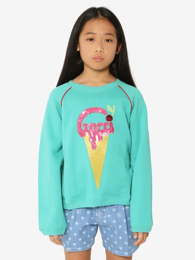 Gucci Kids' Girls Ice Cream Sweatshirt In Blue
