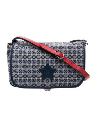 Pre-owned Gucci Kids' Girls' Jacquard Messenger Bag In Blue