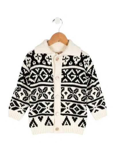 Pre-owned Gucci Babies' Girls' Jacquard Wool Cardigan W/ Tags In Neutral