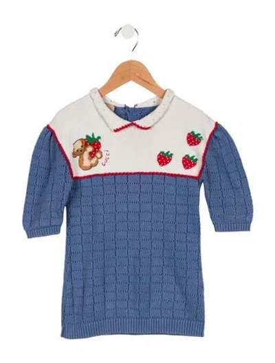 Pre-owned Gucci Kids' Girls' Knit Long Sleeve Dress In Blue