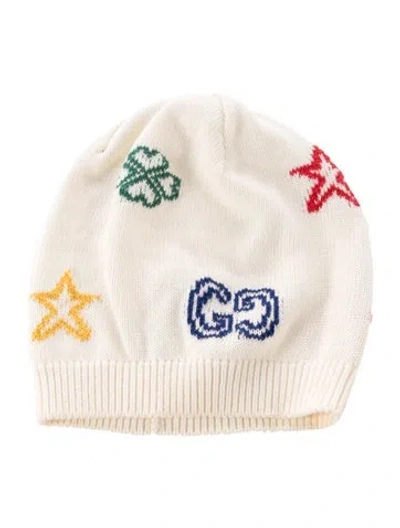 Pre-owned Gucci Kids' Girls Knitted Pattern Printed Beanie In Neutrals