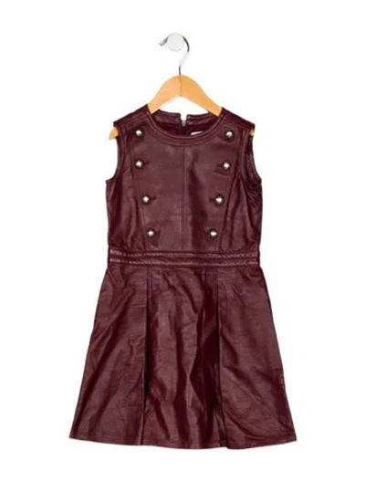 Pre-owned Gucci Babies' Girls Leather Dress In Burgundy