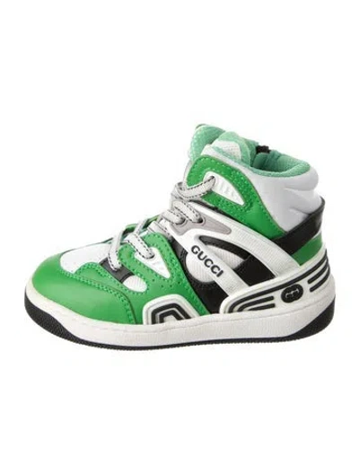 Pre-owned Gucci Kids' Girls' Leather High Top Sneakers W/ Tags In Green