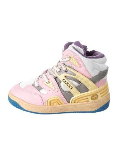Pre-owned Gucci Kids' Girls' Leather High Top Sneakers W/ Tags In White