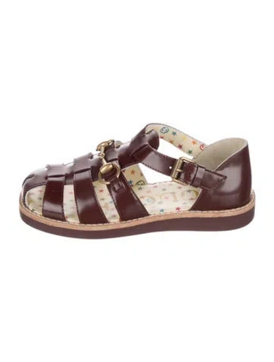 Pre-owned Gucci Kids' Girls' Leather Sandals In Brown