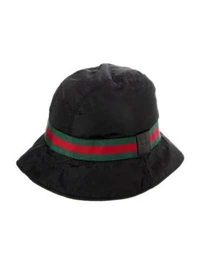 Pre-owned Gucci Kids' Girls Nylon Bucket Hat In Black
