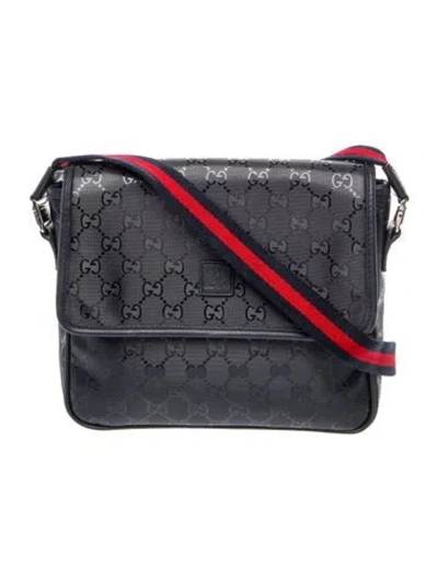 Pre-owned Gucci Kids' Girls Pattern Printed Sylvie Web Accented Crossbody Bag In Blue