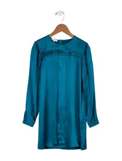 Pre-owned Gucci Kids' Girls' Pleated Silk Blouse In Blue