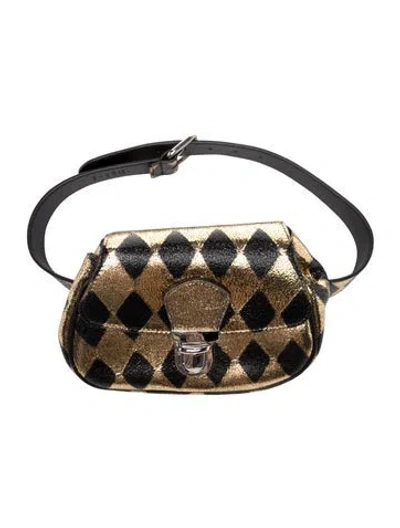 Pre-owned Gucci Kids' Girls' Printed Metallic Waist Bag In Gold/metallic