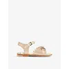 GUCCI GUCCI GIRLS SABLE/BRIGHT GOLD KIDS' HORSEBIT HARDWARE-EMBELLISHED WOVEN SANDALS