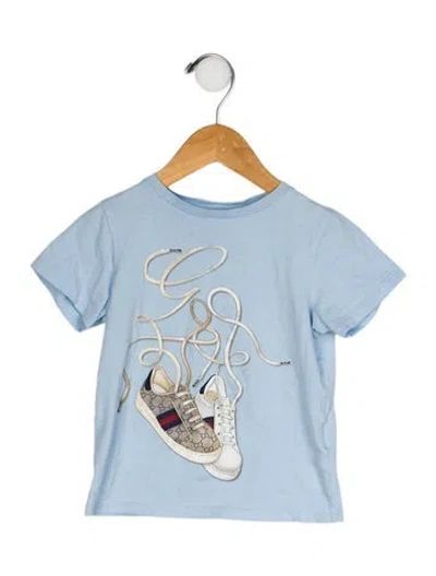 Pre-owned Gucci Babies' Girls' Short Sleeve Graphic T-shirt In Blue