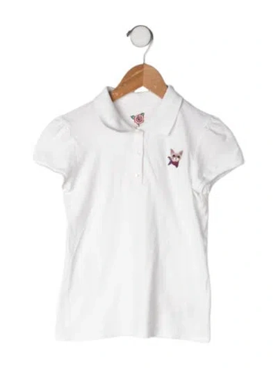Pre-owned Gucci Kids' Girls' Short Sleeve Polo Top In White