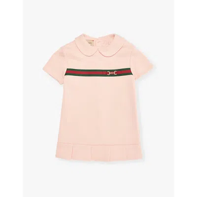 Gucci Kids' Branded Short-sleeved Cotton-jersey Dress 6 Months - 3 Years In Smooth Pink/mix