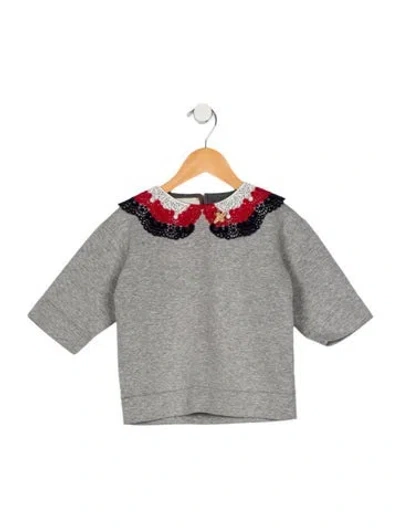 Pre-owned Gucci Babies' Girls' Solid Sweater In Gray