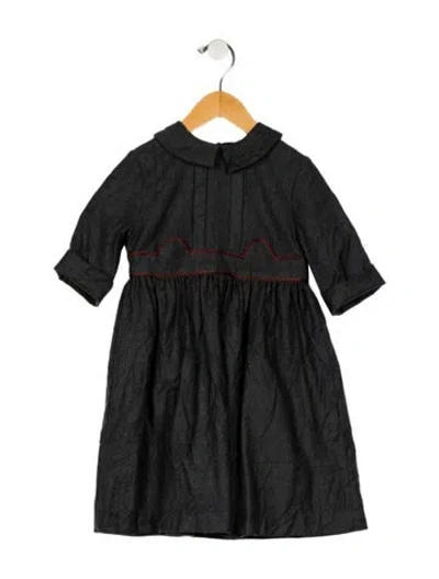 Pre-owned Gucci Babies' Girls' Solid Wool Dress In Gray