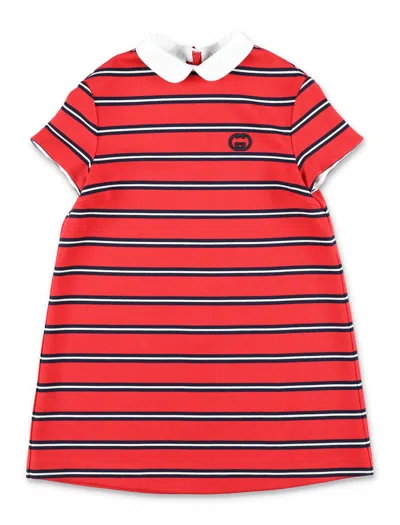 Gucci Kids'  Girls Striped Polo Dress In Red