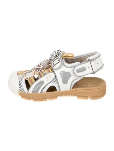 Pre-owned Gucci Babies' Girls' Tinsel Sport Sandals In White