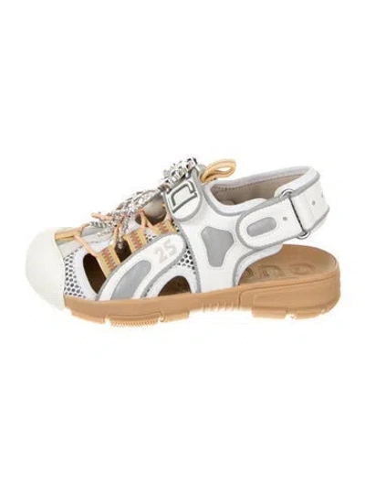 Pre-owned Gucci Babies' Girls' Tinsel Sport Sandals In White