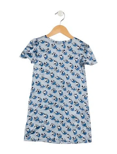 Pre-owned Gucci Babies' Girls' Toddler Short Sleeve Pattern Dress In Blue