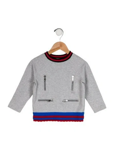 Pre-owned Gucci Babies' Girls' Web-trimmed Sweatshirt In Gray