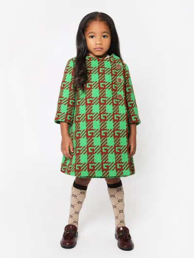 Gucci Kids' Girls Wool Blend G Logo Coat 8 Yrs Green