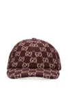 Gucci Gg Canvas Wool Baseball Cap In Burgundy