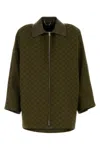 Gucci Giubbino In Tessuto Gg Verde Oliva  Donna In Green