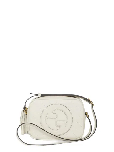 Gucci Glamorous White Leather Shoulder Bag For Women With Round Gg Patch In Green