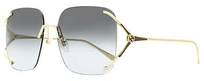 Pre-owned Gucci Glasant Sunglasses Gg0646s 001 Gold 60mm 646 In Gray