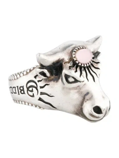 Pre-owned Gucci Glass Anger Forest Bull's Head Ring In Multi