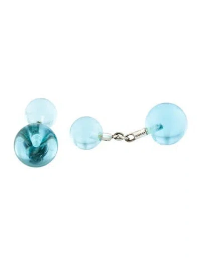 Pre-owned Gucci Glass Ball Cufflinks In Blue